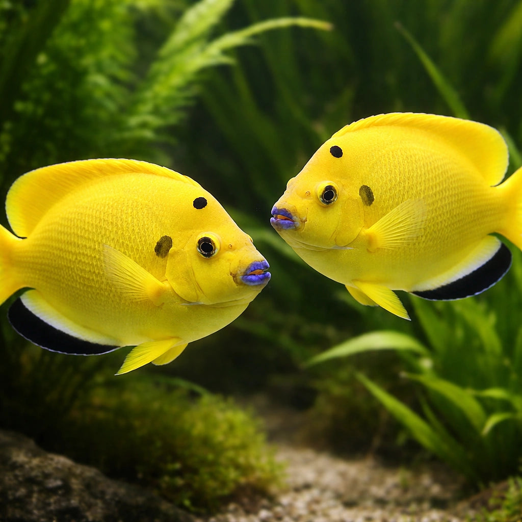 Treespot Angelfish (Apolemichthys trimaculatus) M — AI pair planted view