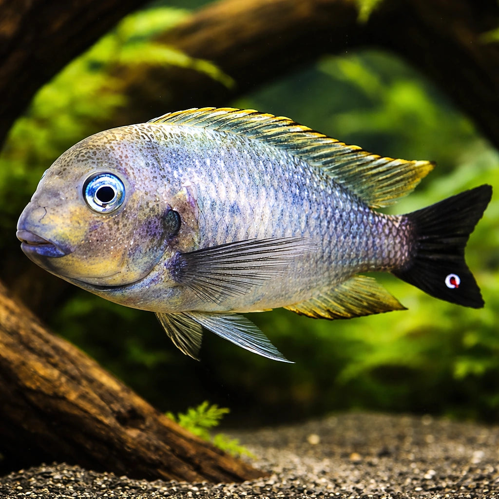 Tropheus anectemus /polli/ 3,5 - 4, — tropical fish for sale UK — AI hero driftwood view