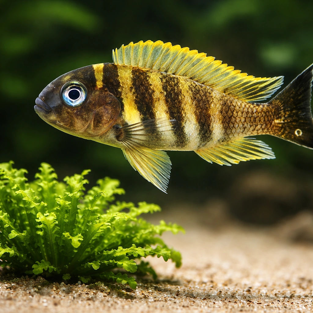 Tropheus brichardi kipilli — tropical fish for sale UK — AI scale plant view