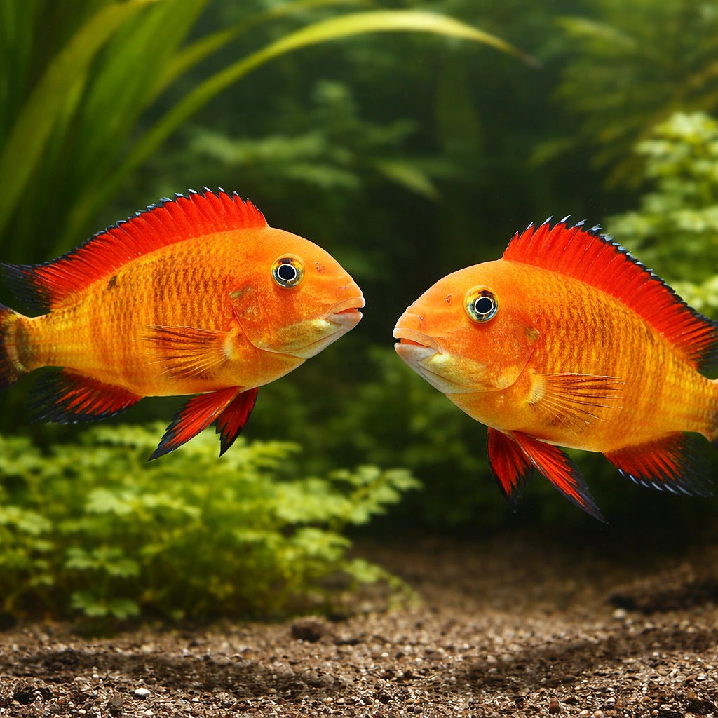 Tropheus brichardi namansi gold 5 - — tropical fish for sale UK — AI pair planted view