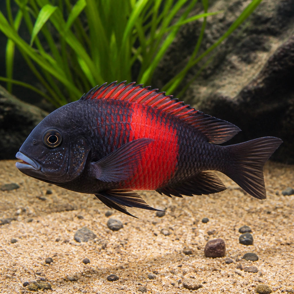 Tropheus Sp. Black Cramba Red Bishop — Lake Tanganyika Cichlids for sale UK — AI natural aquarium view