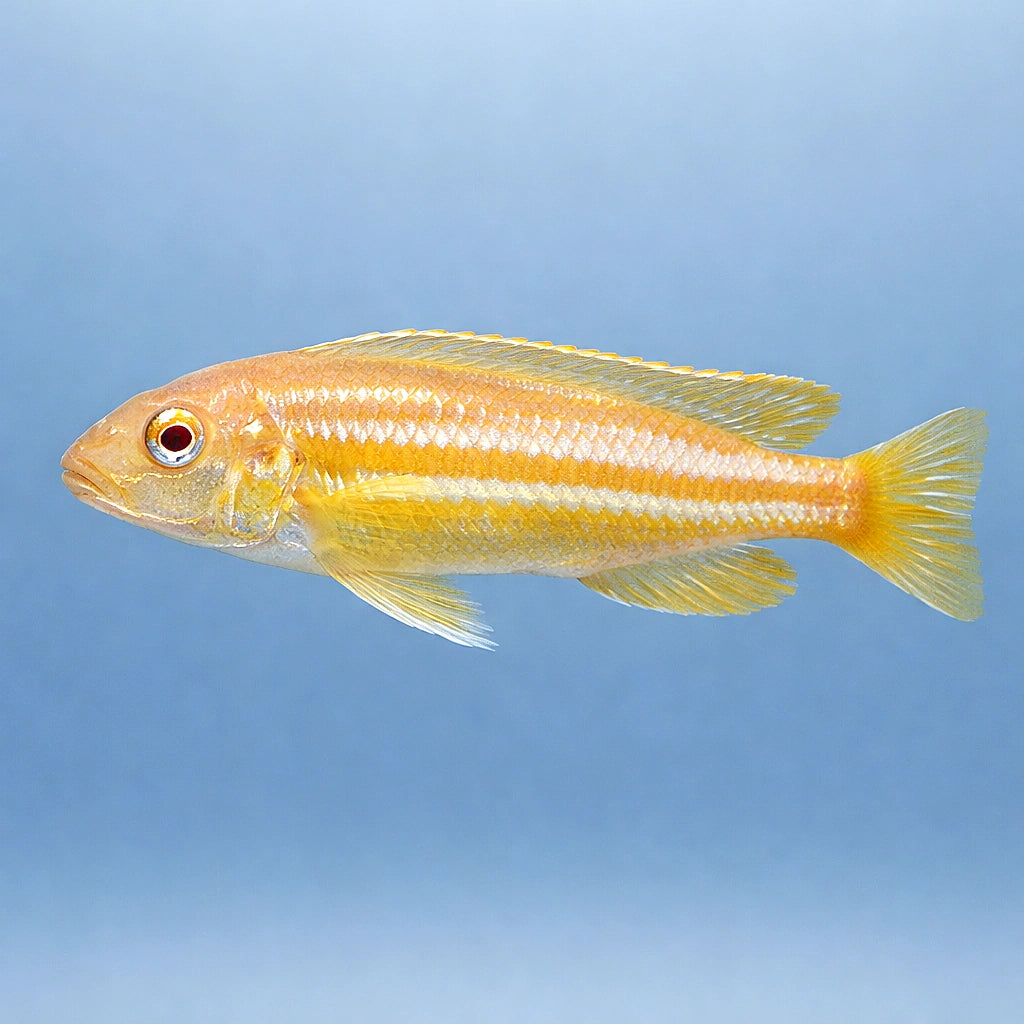 Nyasa golden cichlid albino — Albino Golden Mbuna Cichlid - UK (Melanochromis auratus) — Bright Albino Golden Mbuna Cichlid…