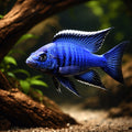 Neon Red Calico Peacock Cichlid (Aulonocara sp. 'Calico') (Aulonocara sp. 'Calico') — A vibrant Aulonocara hybrid from Lake…