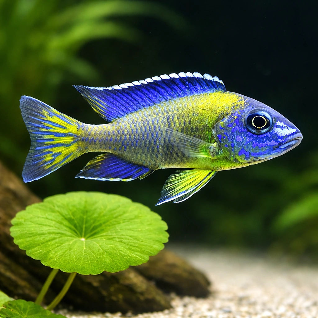Steveni Peacock Cichlid Blue Neon — Aulonocara stuartgranti 'Chiwindi' - Moderate Care | UK (Aulonocara sp.) — Striking…