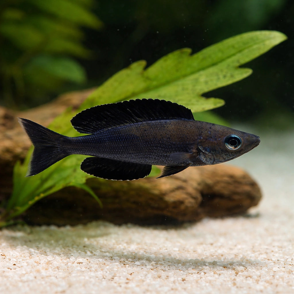 Black Smallscale Cyprichromis (Cyprichromis microlepidotus «Black») (Cyprichromis microlepidotus) — A peaceful, open-water…