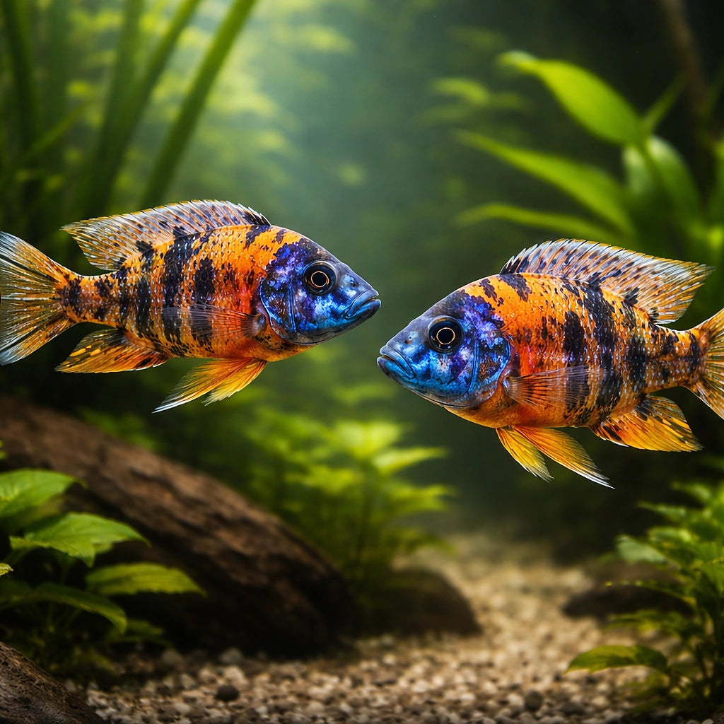Calico Peacock Cichlid (Aulonocara sp.) - UK (Aulonocara sp.) — Bright, eye-catching Calico Peacock Cichlid ideal for Malawi…