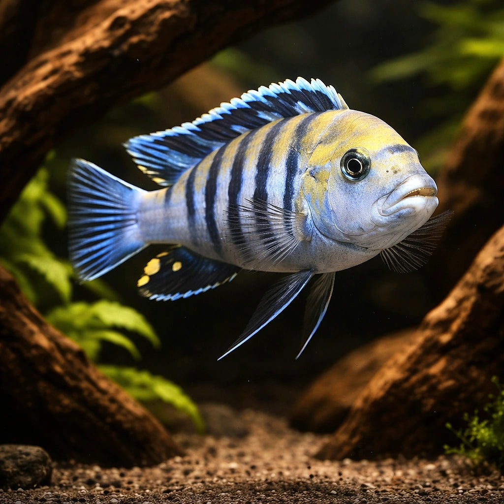 Cynotilapia afra 'Cobue' - Moderate Care | UK (Cynotilapia afra) — Striking Cynotilapia afra 'Cobue' with bold Malawi colour…