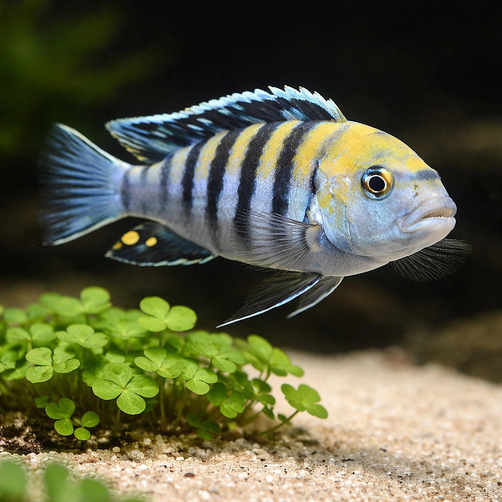 Cynotilapia afra 'Cobue' - Moderate Care | UK (Cynotilapia afra) — Striking Cynotilapia afra 'Cobue' with bold Malawi colour…