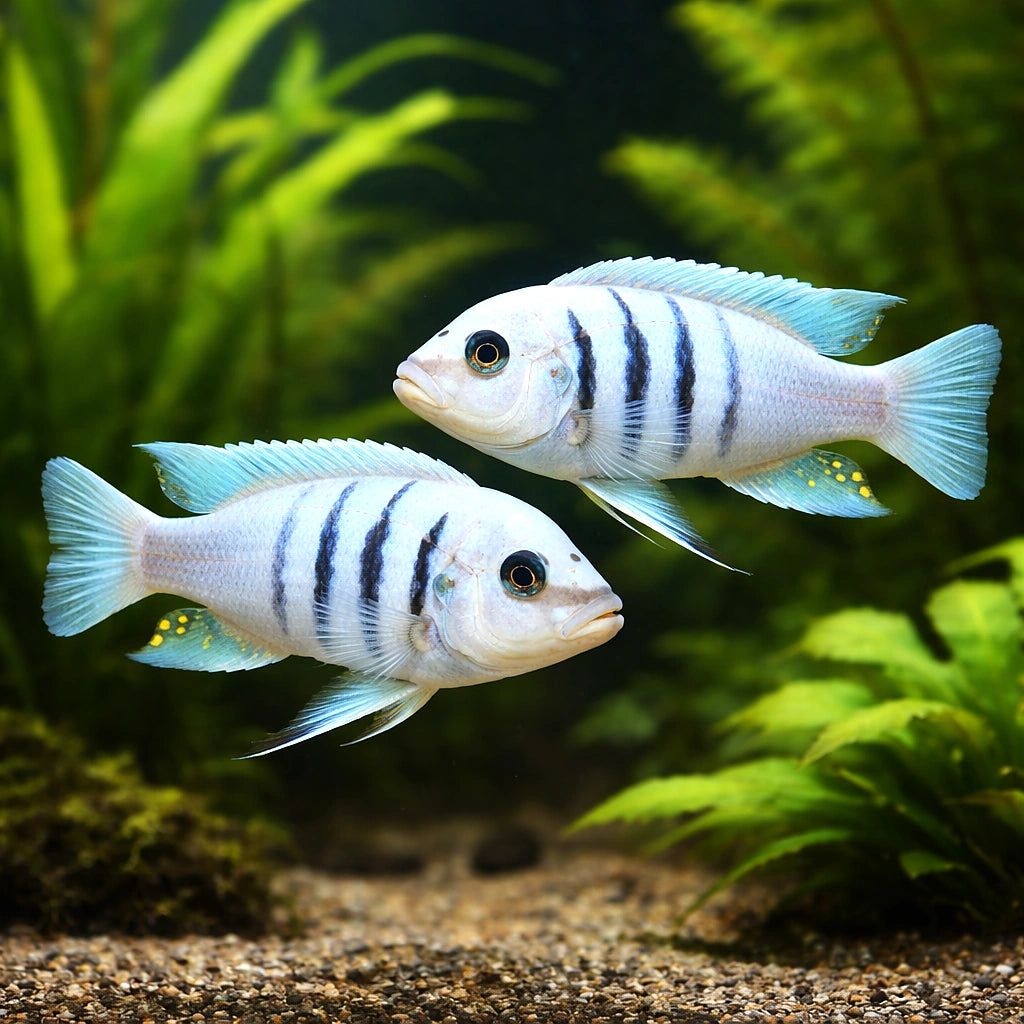 Cynotilapia sp. hara 'Gallireya Reef' (Cynotilapia sp.) - UK (Cynotilapia sp. 'Hara') — Vibrant Cynotilapia sp — pair planted