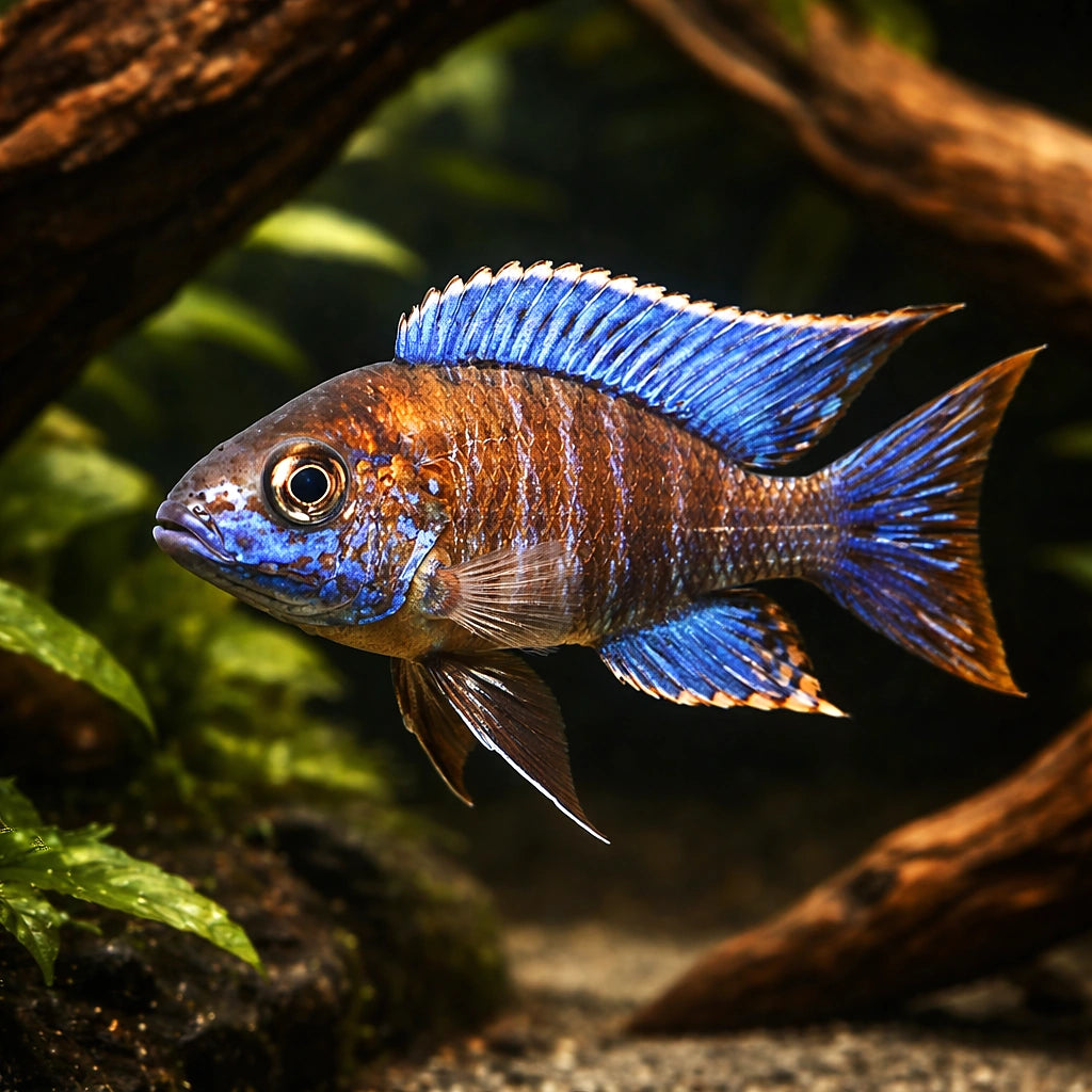 Ethelwihae Peacock Cichlid — Ethelwynn's Peacock Cichlid - UK (Aulonocara ethelwynnae) — A vibrant Peacock Cichlid with bold…
