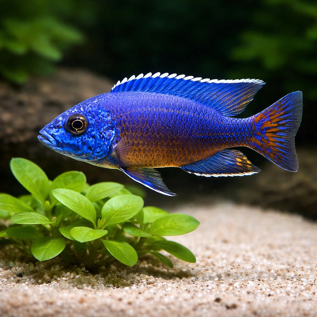 Flametail Peacock Cichlid (Aulonocara stuartgranti "Ngara") - UK (Aulonocara stuartgranti) — Bright Flametail Peacock…