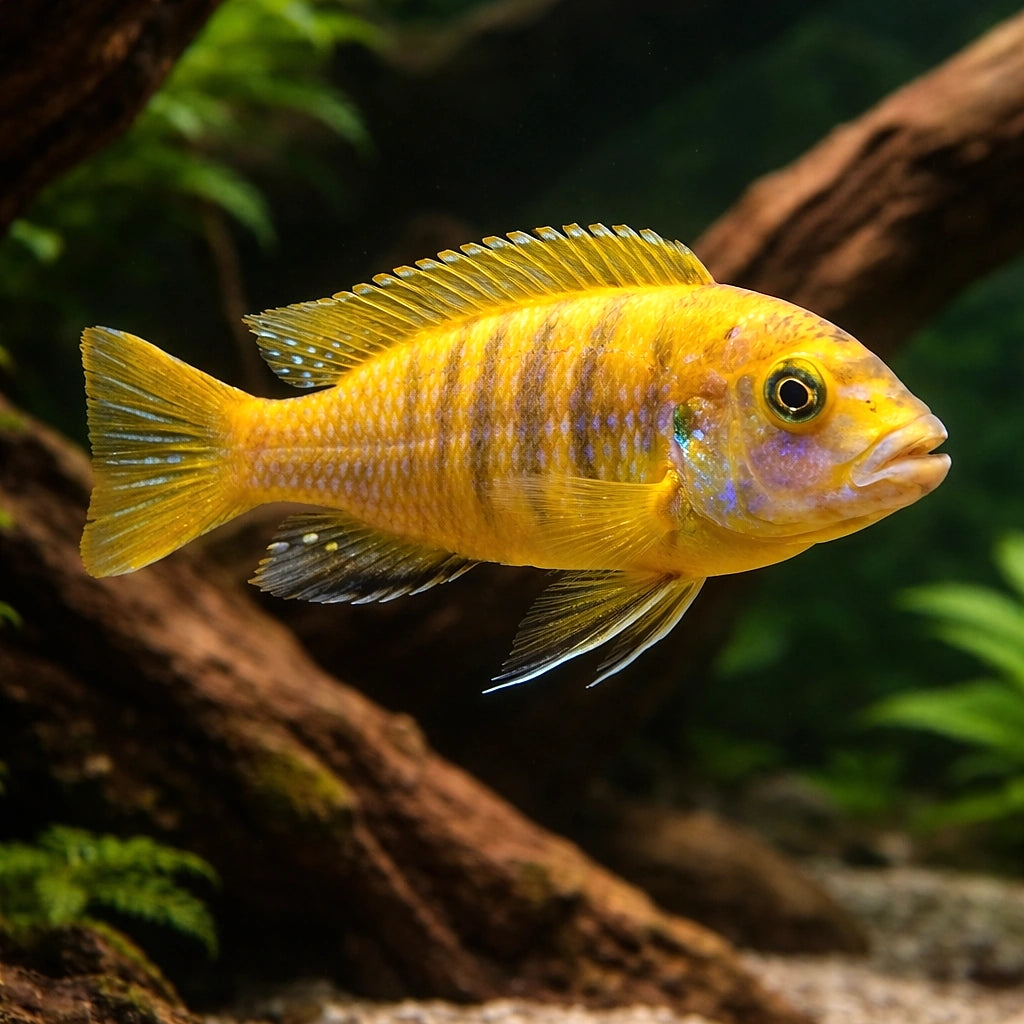 Flavus Malawi Cichlid Pseudotropheus - UK (Chindongo flavus) — Add a striking Flavus Malawi Cichlid to your tank for bold…