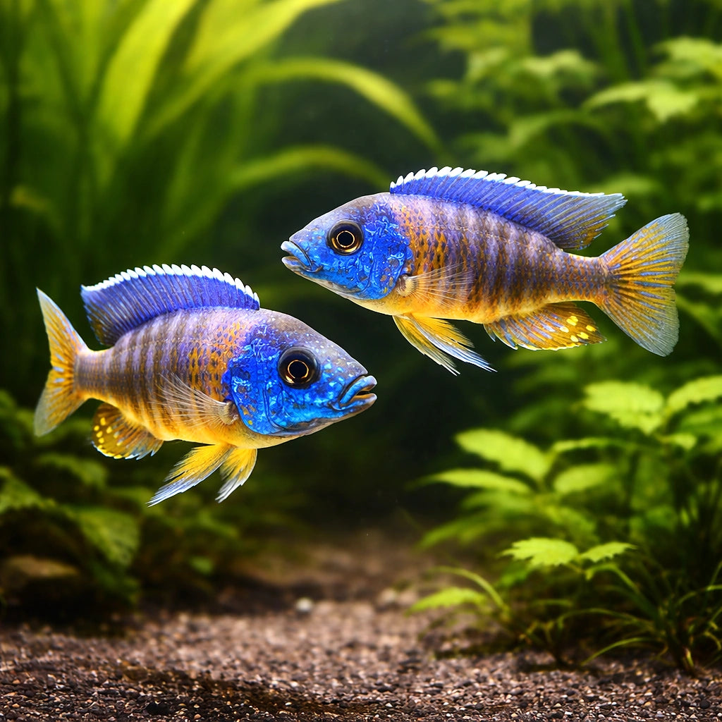 African Peacock — Fort Maguire Peacock Cichlid - UK (Aulonocara hansbaenschi) — A vibrant Fort Maguire Peacock Cichlid ideal…