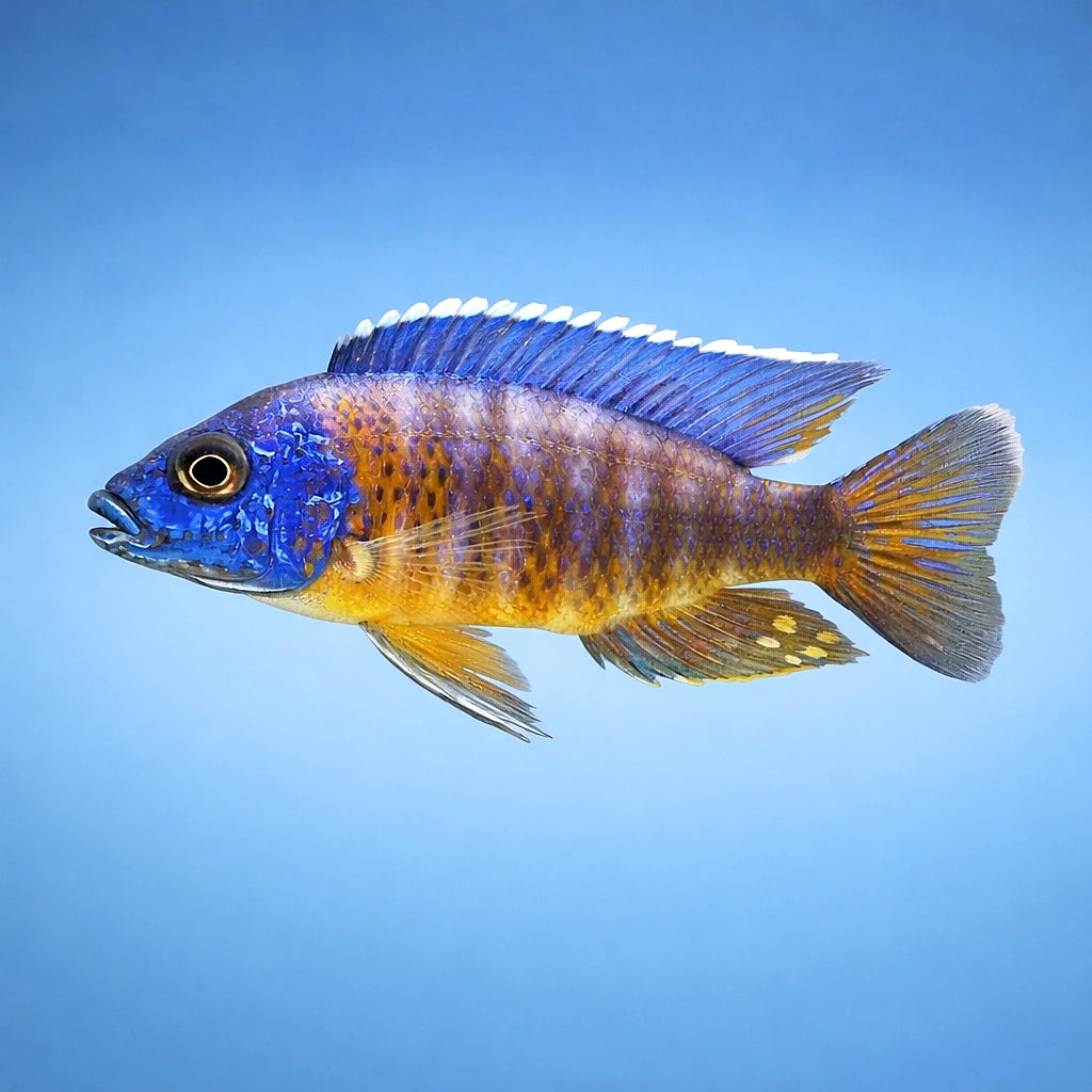 African Peacock — Fort Maguire Peacock Cichlid - UK (Aulonocara hansbaenschi) — A vibrant Fort Maguire Peacock Cichlid ideal…