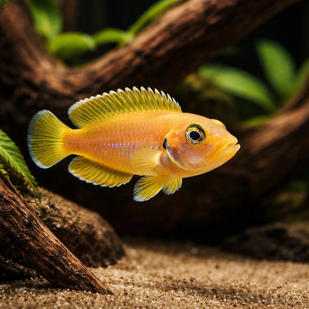 Ocellated Shelldweller gold — Gold Ocellated Shell-Dweller - UK (Lamprologus ocellatus) — Striking Gold Ocellated — hero…