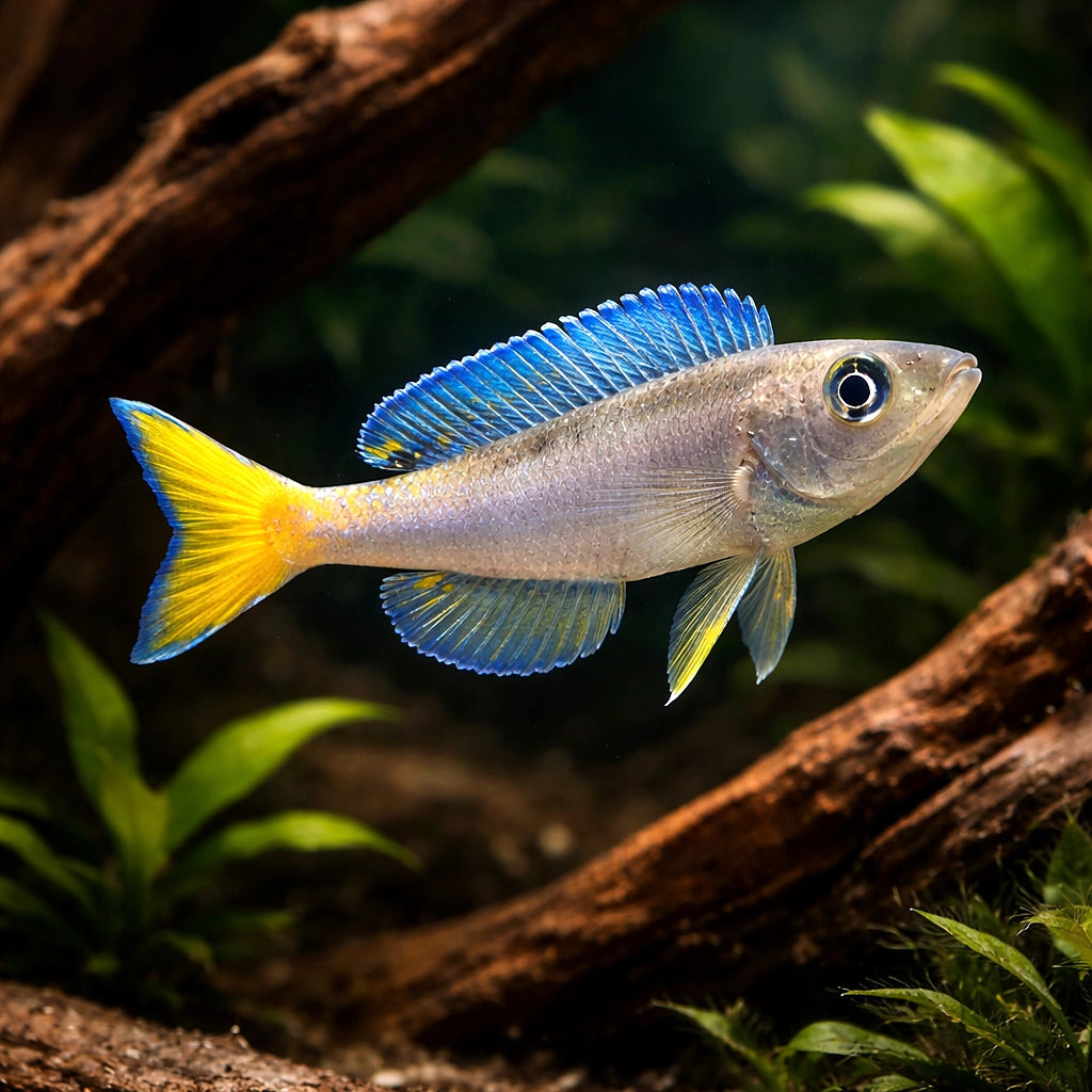 Gold Sardine Cichlid (Cyprichromis leptosoma «Gold») (Cyprichromis leptosoma) — A peaceful, open-water schooling cichlid…