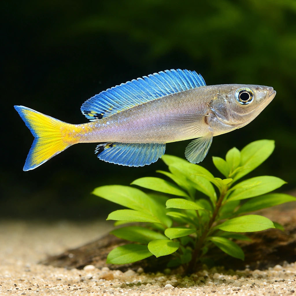Gold Sardine Cichlid (Cyprichromis leptosoma «Gold») (Cyprichromis leptosoma) — A peaceful, open-water schooling cichlid…