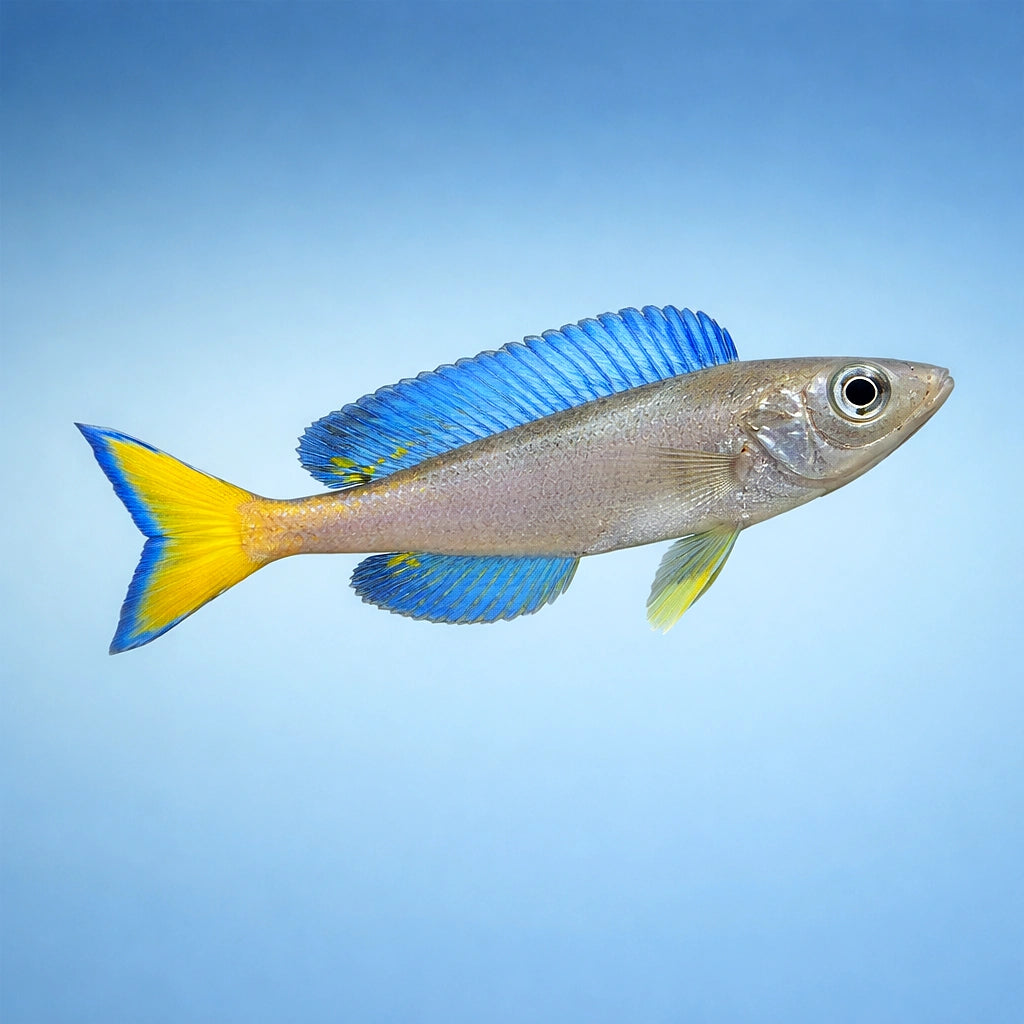 Gold Sardine Cichlid (Cyprichromis leptosoma «Gold») (Cyprichromis leptosoma) — A peaceful, open-water schooling cichlid…