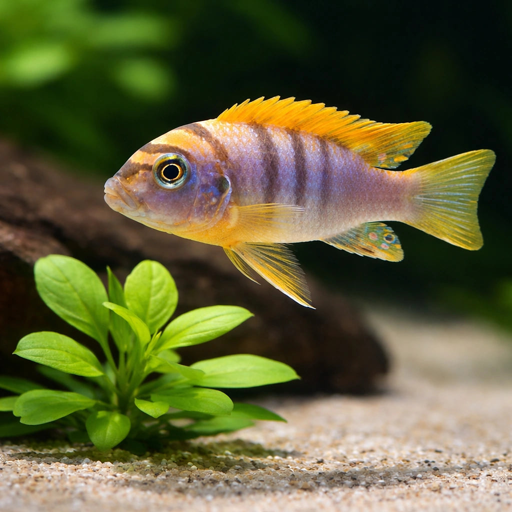 Labidochromis sp. hongi 'Kimpuma' (Hongi Cichlid) - UK (Labidochromis sp. 'Hongi') — Vibrant Hongi Cichlid with striking…