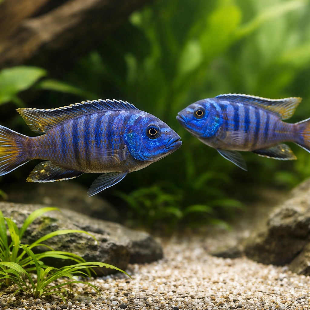 Bluegray mbuna, Johanni Mbuna — Malawi Cichlid Melanochromis Johannibluegra - UK (Melanochromis johannii) — Striking Malawi…