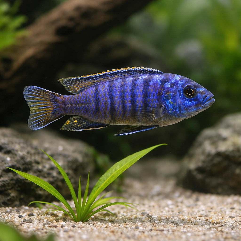Bluegray mbuna, Johanni Mbuna — Malawi Cichlid Melanochromis Johannibluegra - UK (Melanochromis johannii) — Striking Malawi…