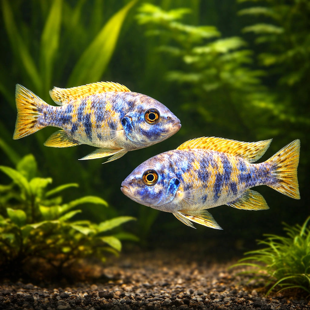 Scrapemouth mbuna marmelade — Marmalade Trewavas' Cichlid - UK (Labeotropheus trewavasae) — Add the vibrant Marmalade — pair…