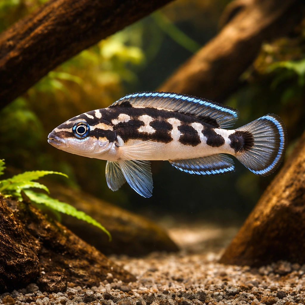 Masked Julie Gombi — Masked Julie (Julidochromis transcriptus) (Julidochromis transcriptus) — The smallest Julidochromis — a…