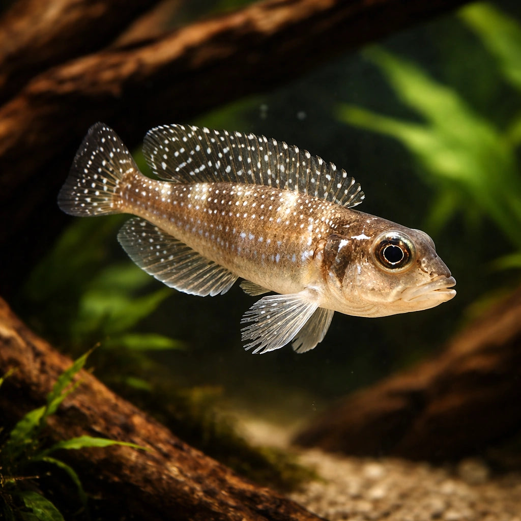 Meleagris Shell-Dweller (Neolamprologus multifasciatus) - UK (Lamprologus meleagris) — A captivating shell-dwelling cichlid…