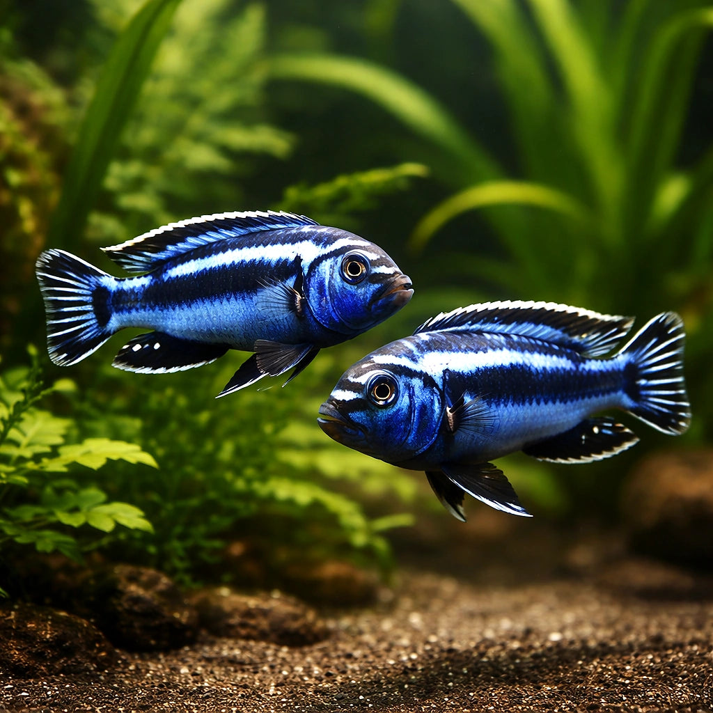 Pseudotropheus cyaneorhabdos (Maingano Cichlid) - UK (Pseudotropheus cyaneorhabdos) — Striking Maingano cichlid with vivid…