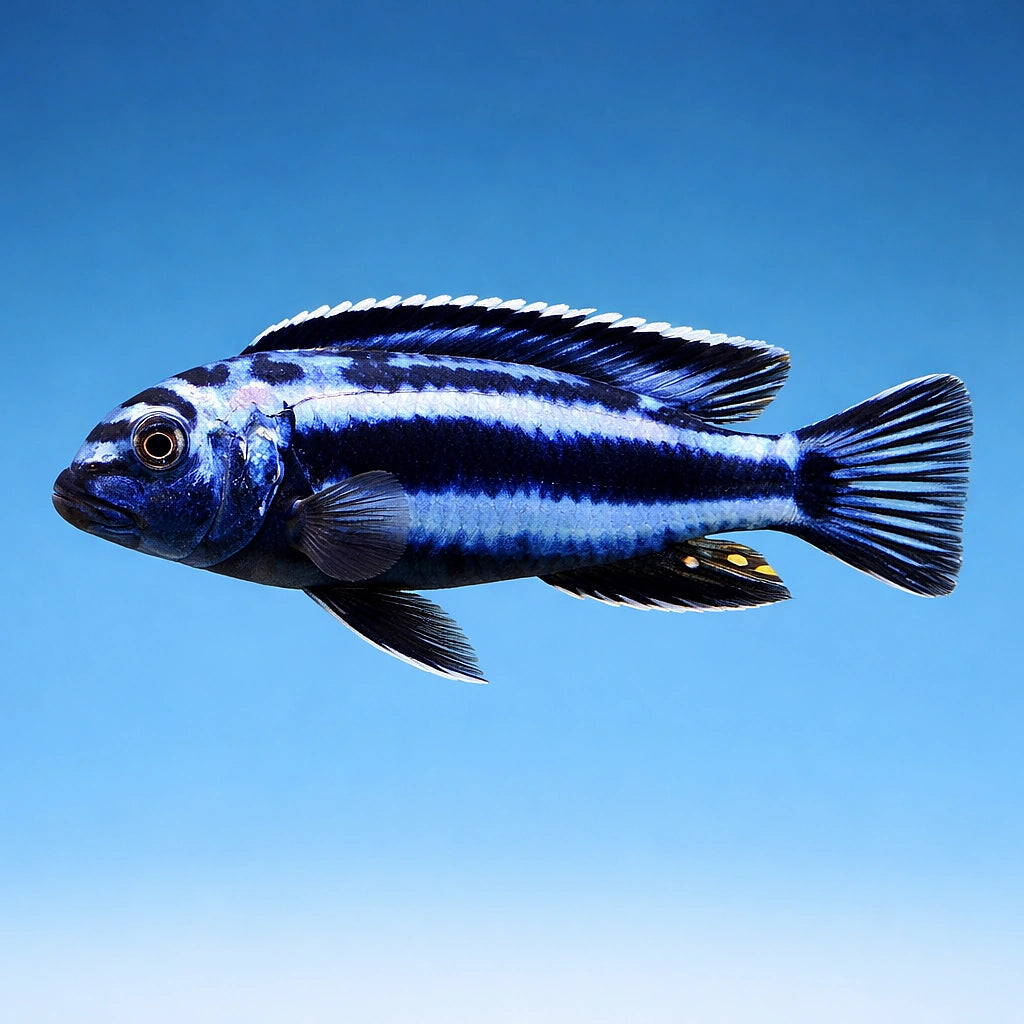 Pseudotropheus cyaneorhabdos (Maingano Cichlid) - UK (Pseudotropheus cyaneorhabdos) — Striking Maingano cichlid with vivid…