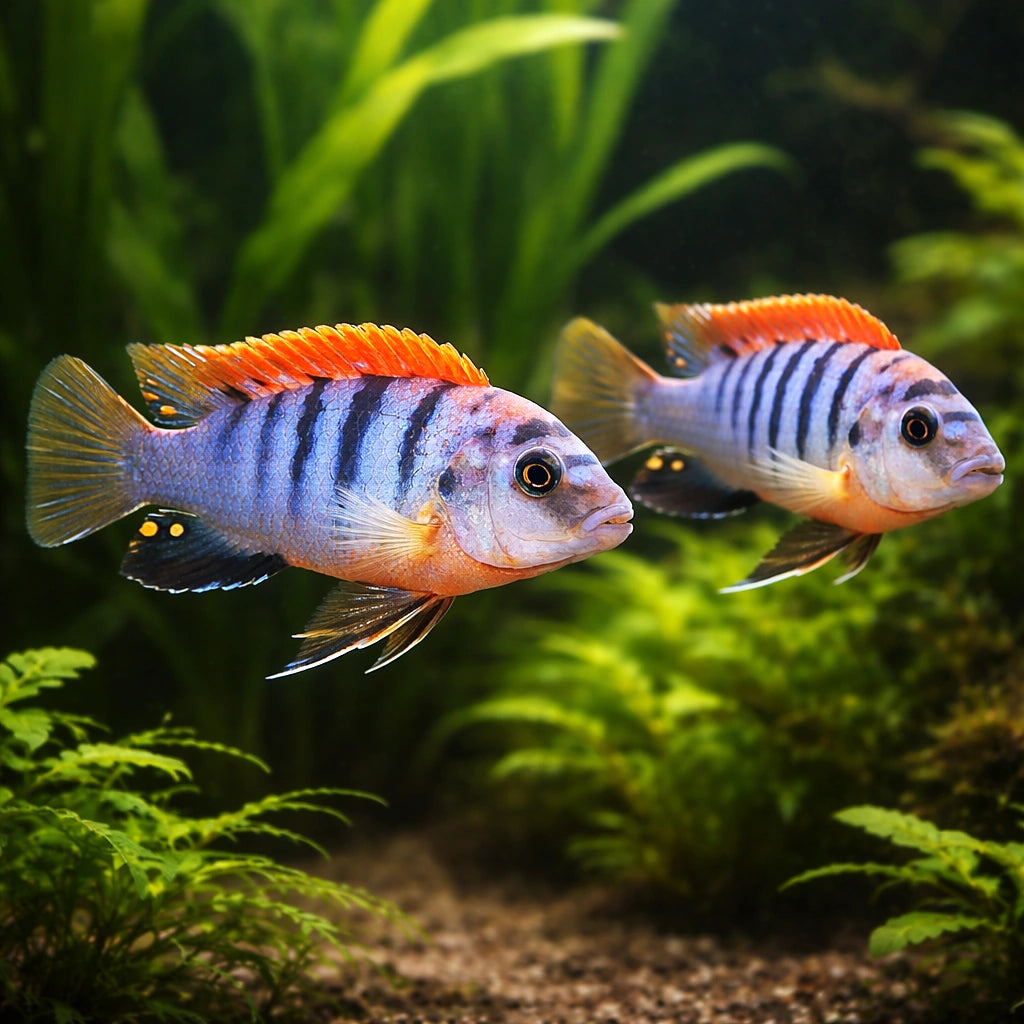 Red Top Hongi Cichlid - UK (Labidochromis sp. Hongi) — Add bold Malawi colour with the Red Top Hongi Cichlid — pair planted