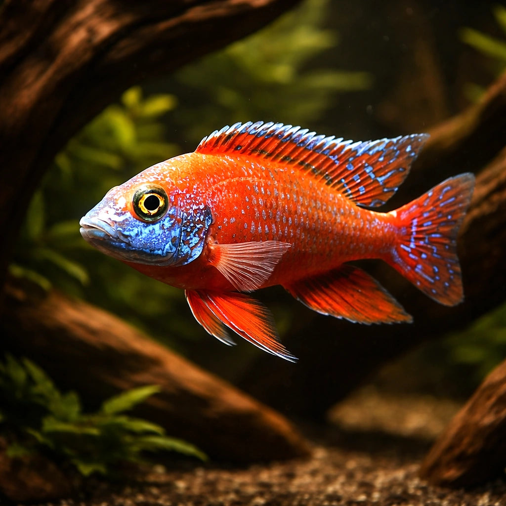 Rubin Red Peacock Cichlid - UK (Aulonocara sp. 'Rubin Red') — Add bold colour to your aquarium with the Rubin Red Peacock…