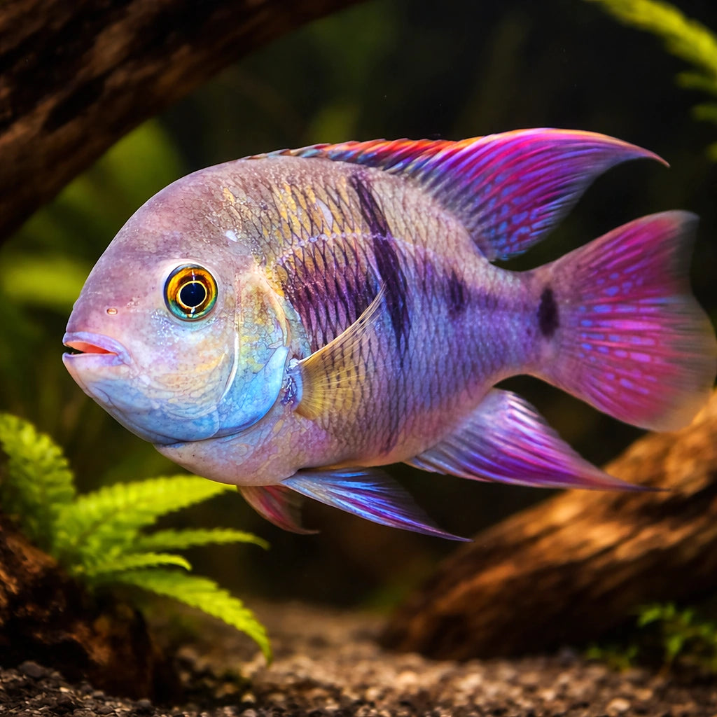Nicaragua Cichlid — T-Bar Cichlid - UK (Amatitlania sajica) — Add a striking T-Bar Cichlid to your aquarium — hero driftwood