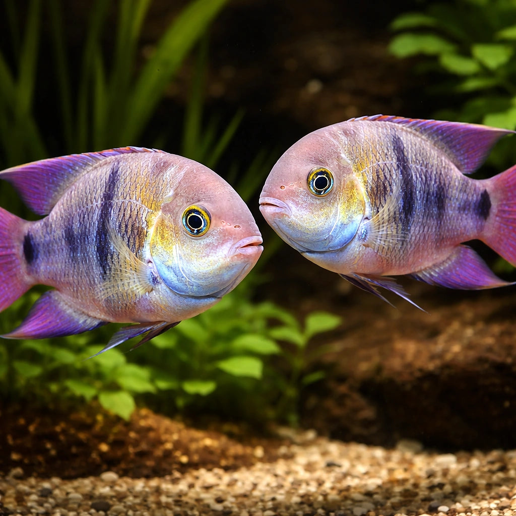 Nicaragua Cichlid — T-Bar Cichlid - UK (Amatitlania sajica) — Add a striking T-Bar Cichlid to your aquarium — pair planted