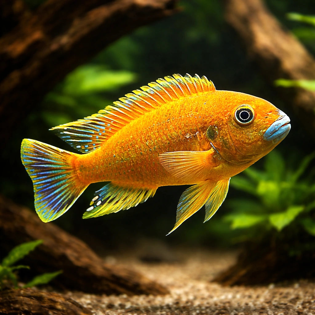 William's mbuna, Redtop Ice Blue — Williams Red Top Mbuna - UK (Pseudotropheus williamsi) — Striking Williams Red Top Mbuna…