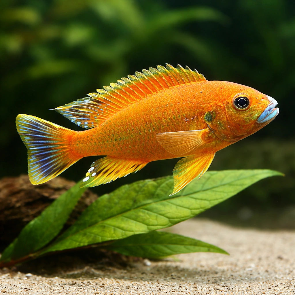 William's mbuna, Redtop Ice Blue — Williams Red Top Mbuna - UK (Pseudotropheus williamsi) — Striking Williams Red Top Mbuna…