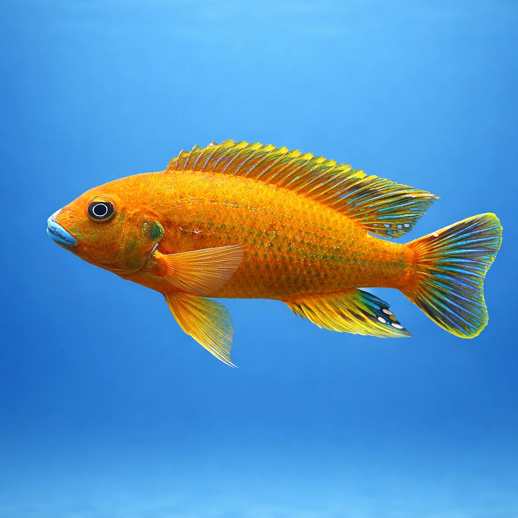 William's mbuna, Redtop Ice Blue — Williams Red Top Mbuna - UK (Pseudotropheus williamsi) — Striking Williams Red Top Mbuna…