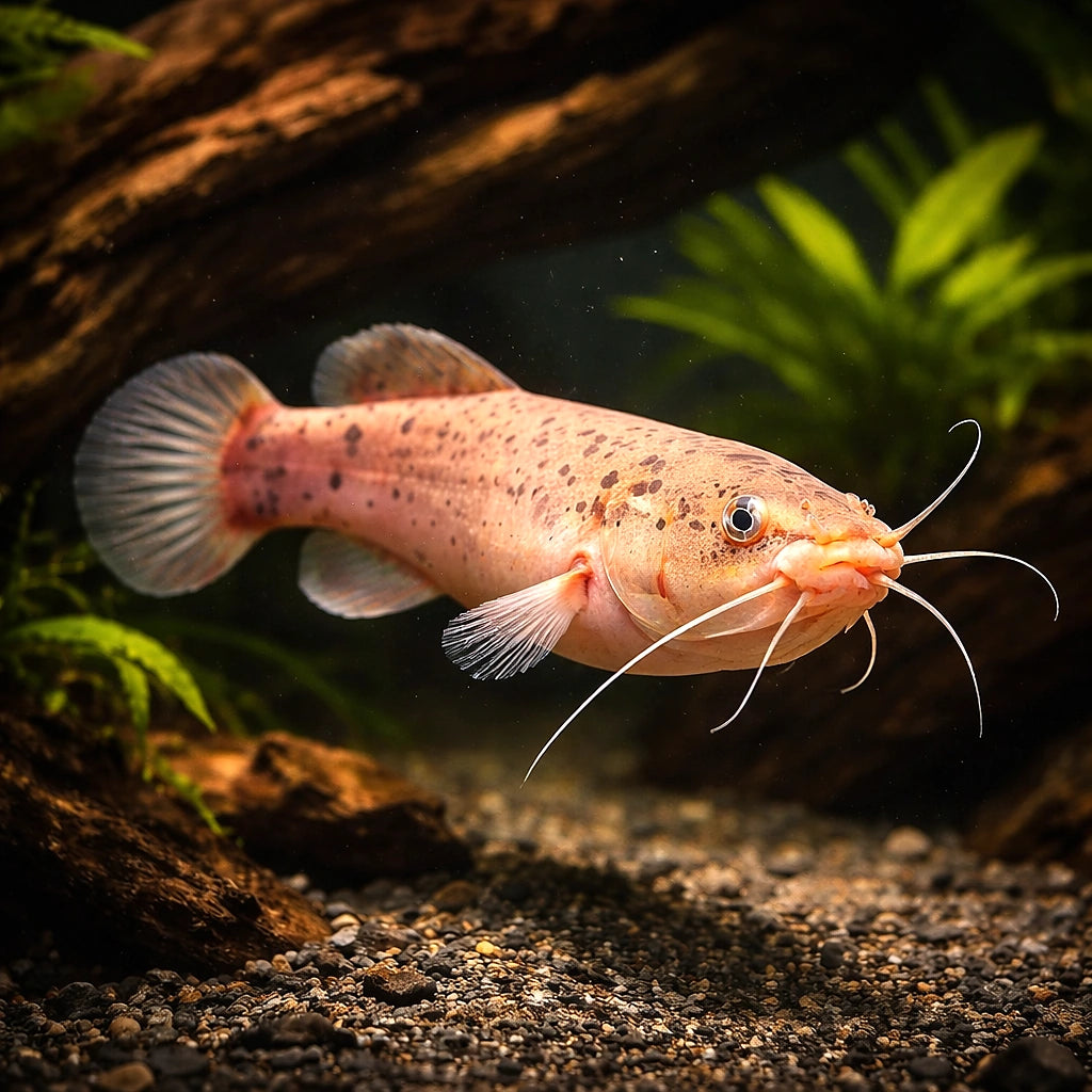 tropical fish UK — African Catfish for sale UK — AI hero driftwood view