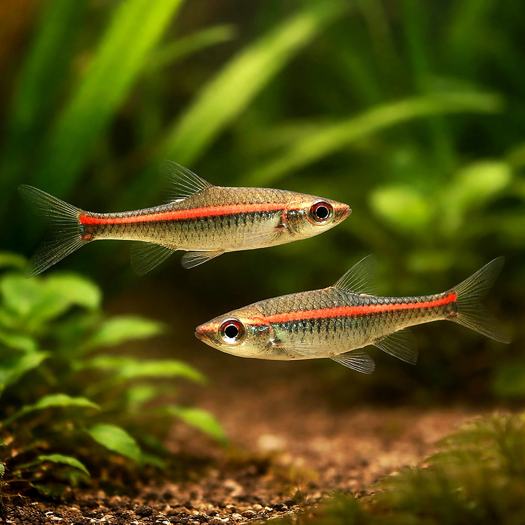 Redline Rasbora (Trigonopoma pauciperforatum) - UK (Trigonopoma pauciperforatum) — Add the striking Redline Rasbora to your…