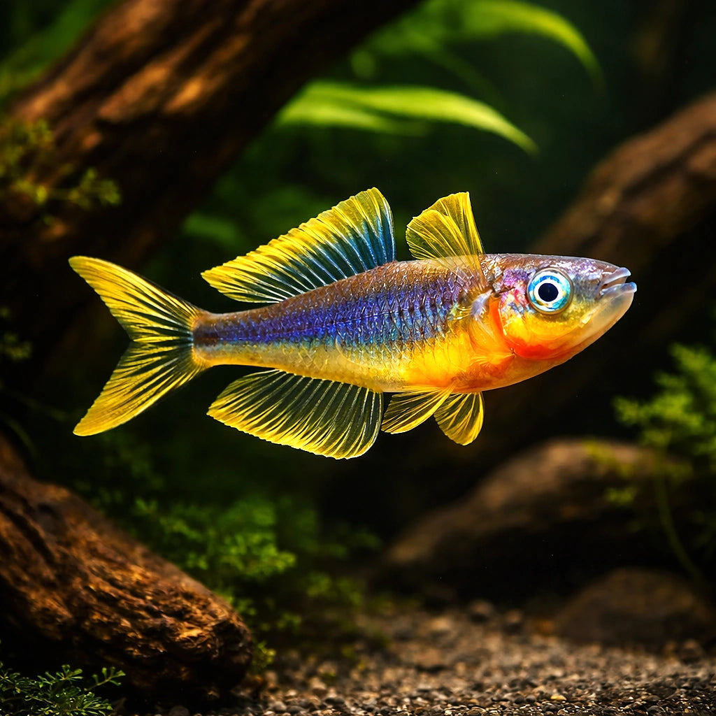 Forked-Tail Rainbowfish Popondetta / Furcata TROPICAL FISH 1-2Cm - UK (Pseudomugil furcatus) — A striking rainbowfish with…