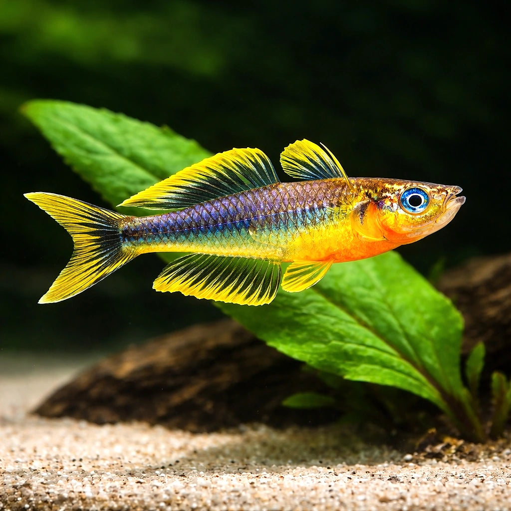 Forked-Tail Rainbowfish Popondetta / Furcata TROPICAL FISH 1-2Cm - UK (Pseudomugil furcatus) — A striking rainbowfish with…