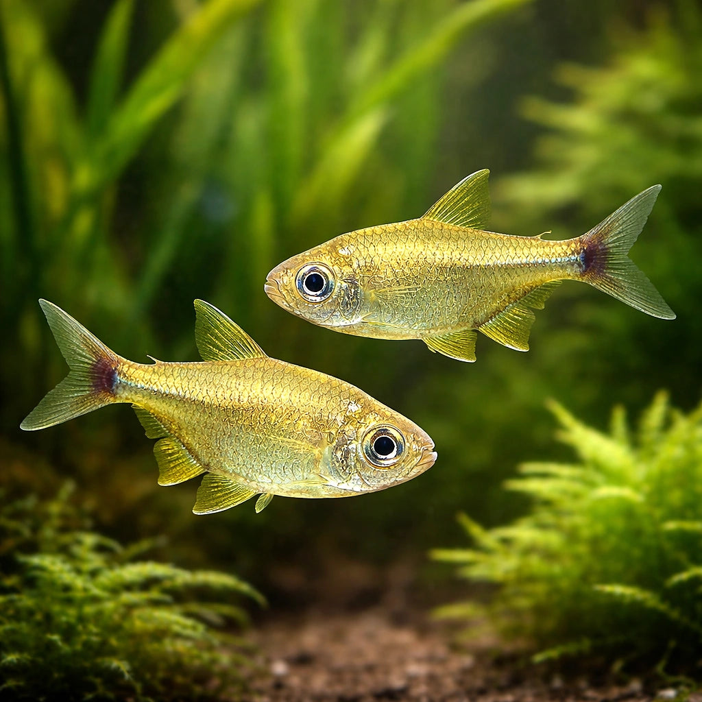 Golden Tetras - UK (Hemigrammus rodwayi) — Bright Golden Tetras add shimmering colour to peaceful community aquariums — pair…