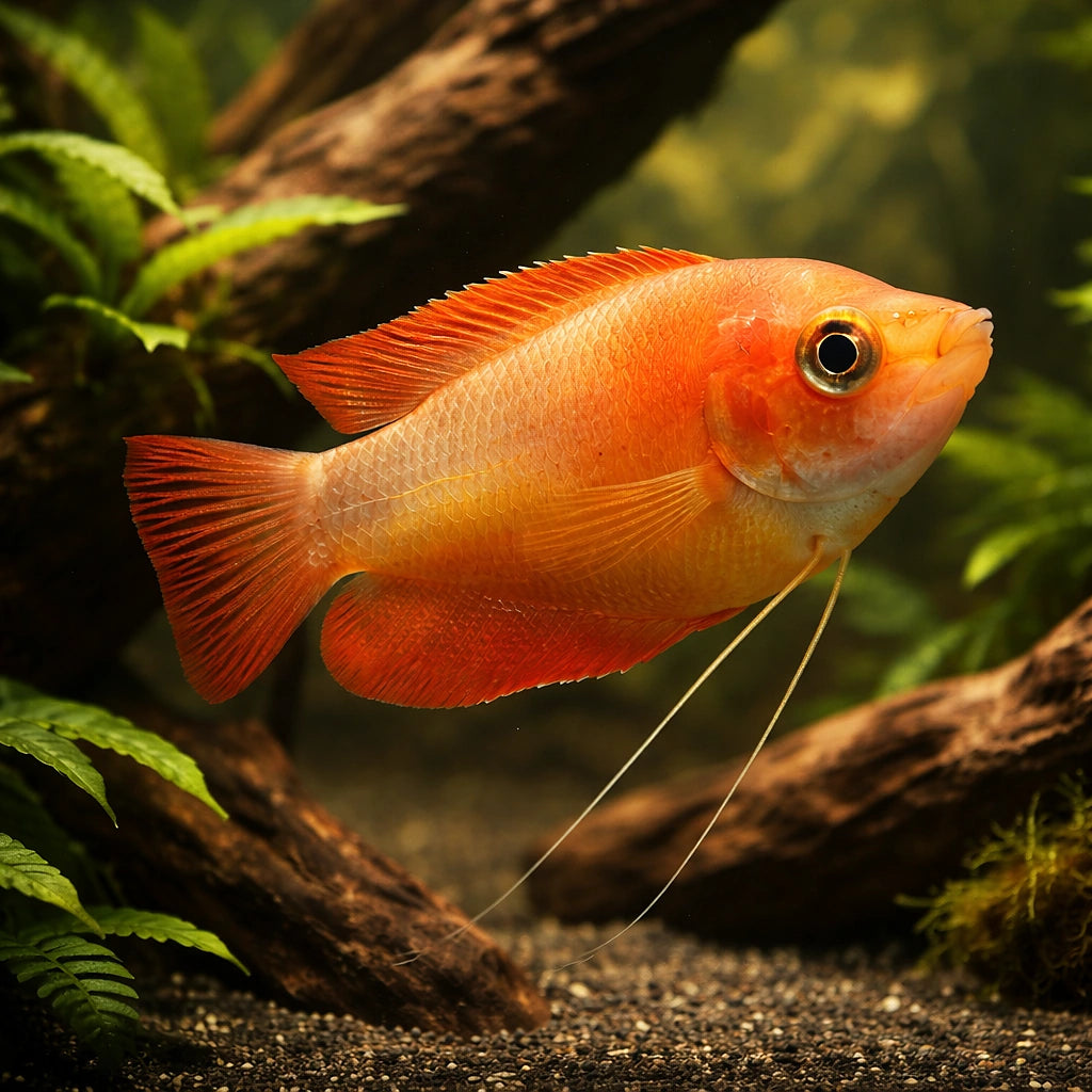 Orange Thick-Lipped Gourami (Trichogaster labiosa "Orange") - UK (Trichogaster labiosa) — A bold, colourful labyrinth fish…