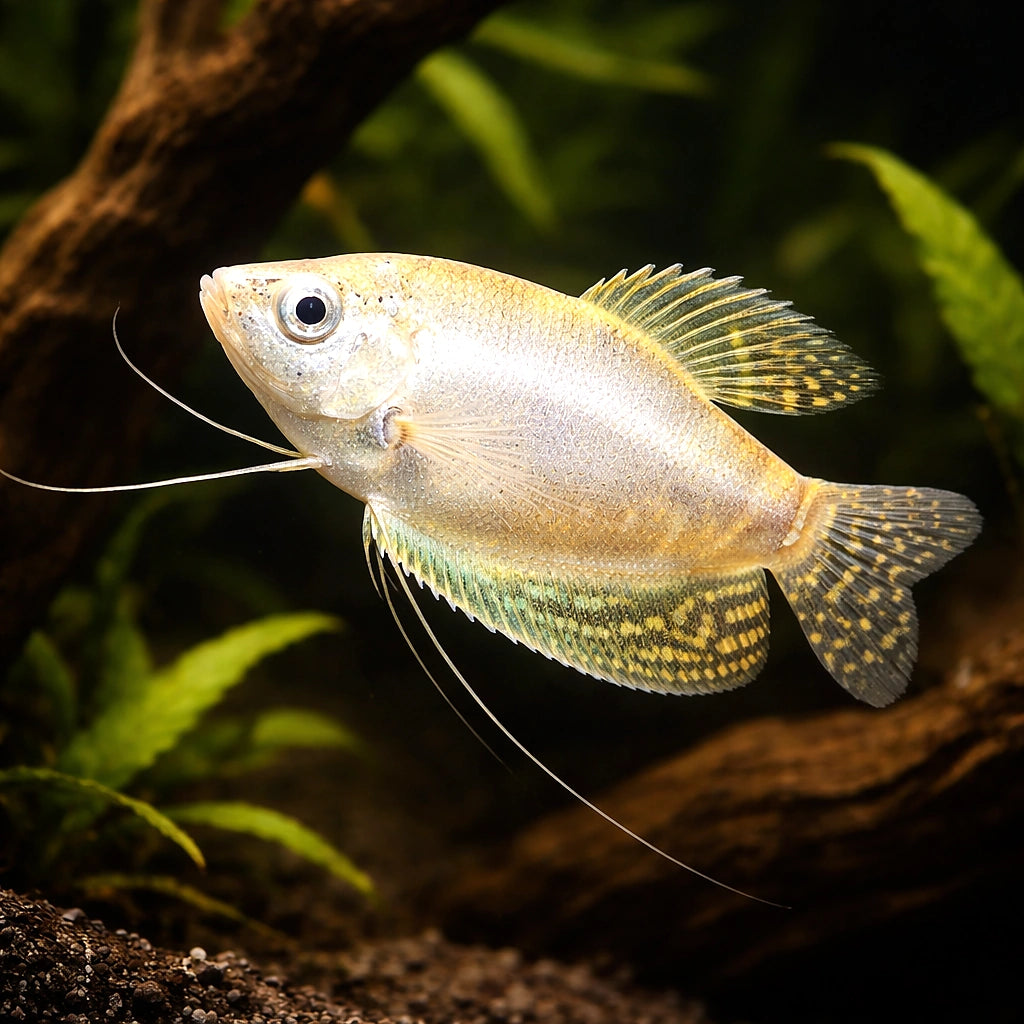 Spotted Gourami, Blue Goura — X Silver Platinum Three-Spot Gourami (Trichopodus trichopterus) - UK (Trichopodus — hero…