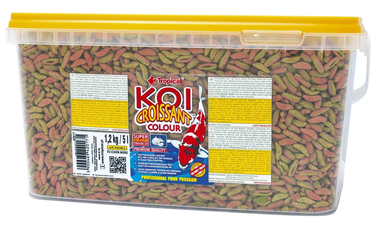 Tropical Koi Croissant Colour 1000ml / 210g floating koi pond food in a tub