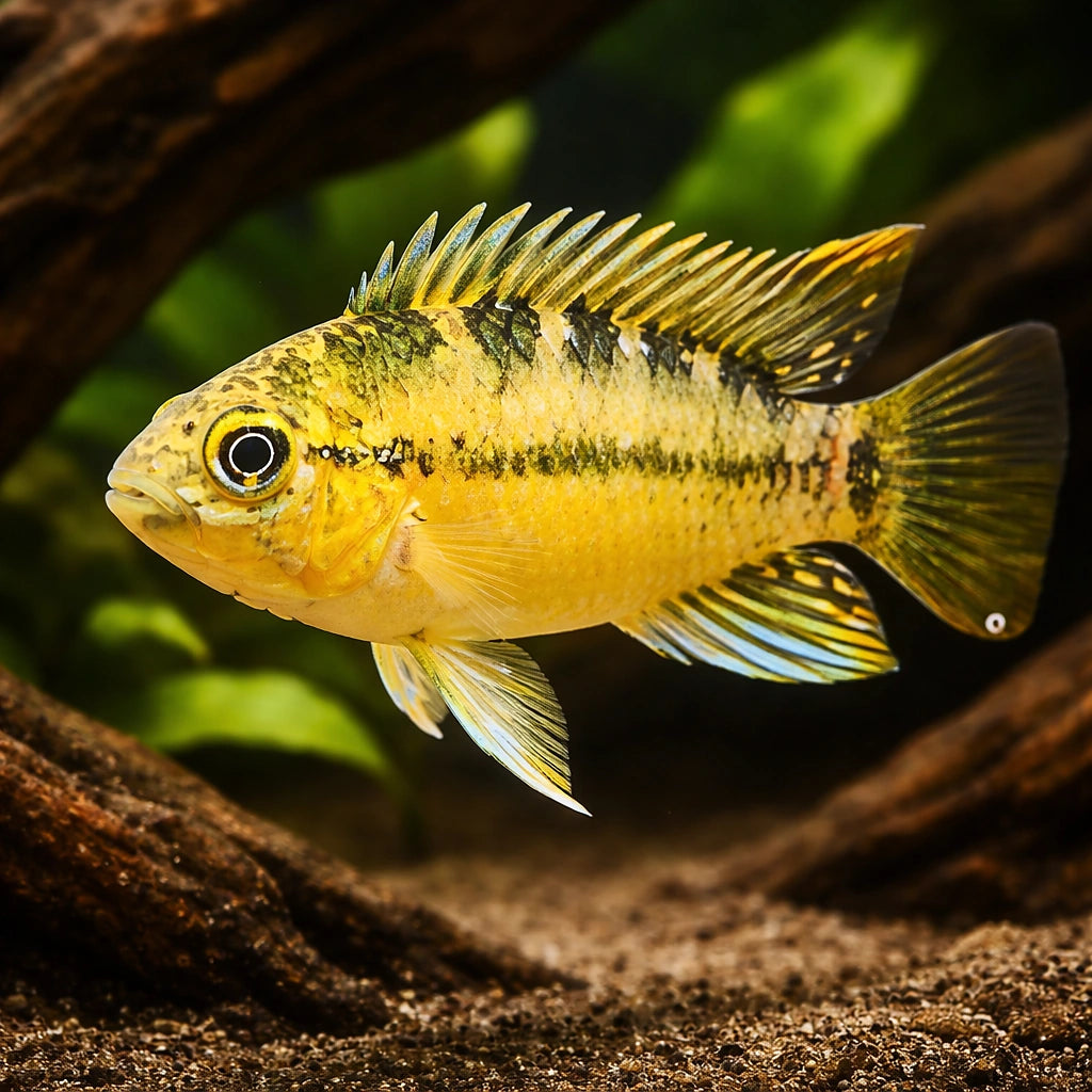 Tucurui Dwarf Cichlid — tropical fish for sale UK — AI hero driftwood view