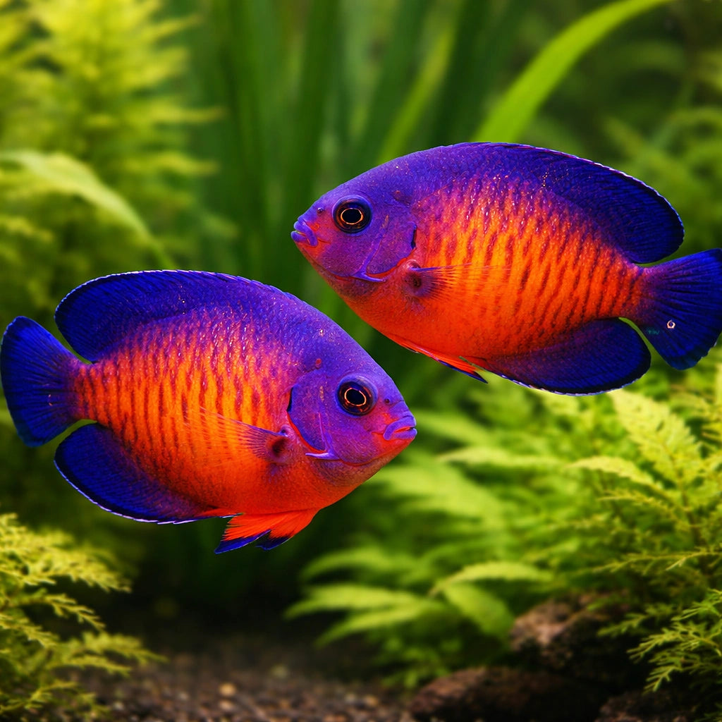 Twospined Angelfish M — tropical fish for sale UK — AI pair planted view