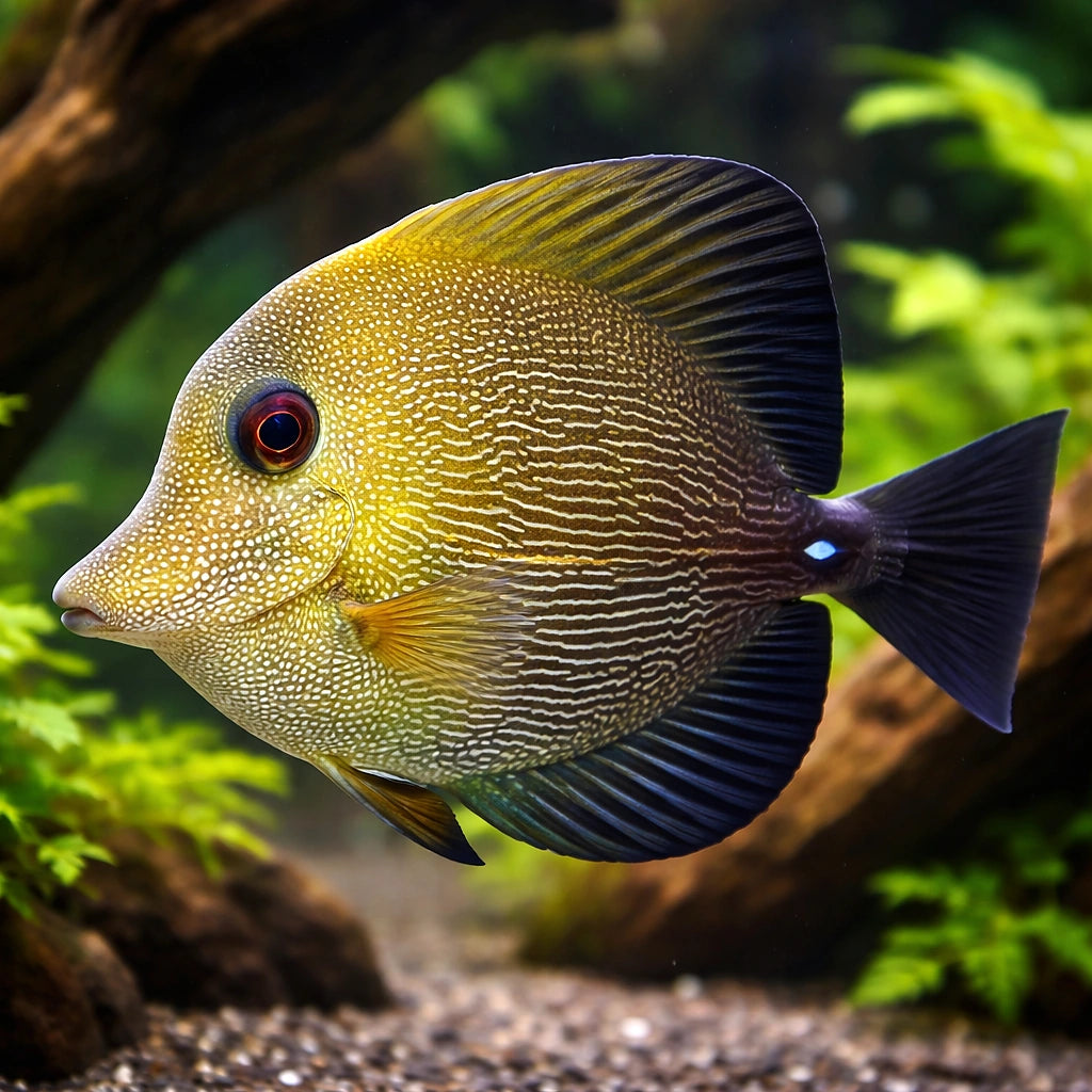 Twotone Tang M — tropical fish for sale UK — AI hero driftwood view