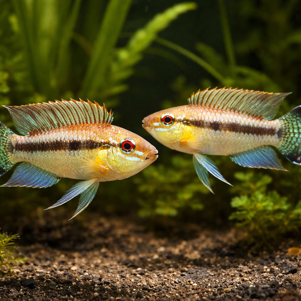 Uapesi Dwarf Cichlid urubaxi — tropical fish for sale UK — AI pair planted view