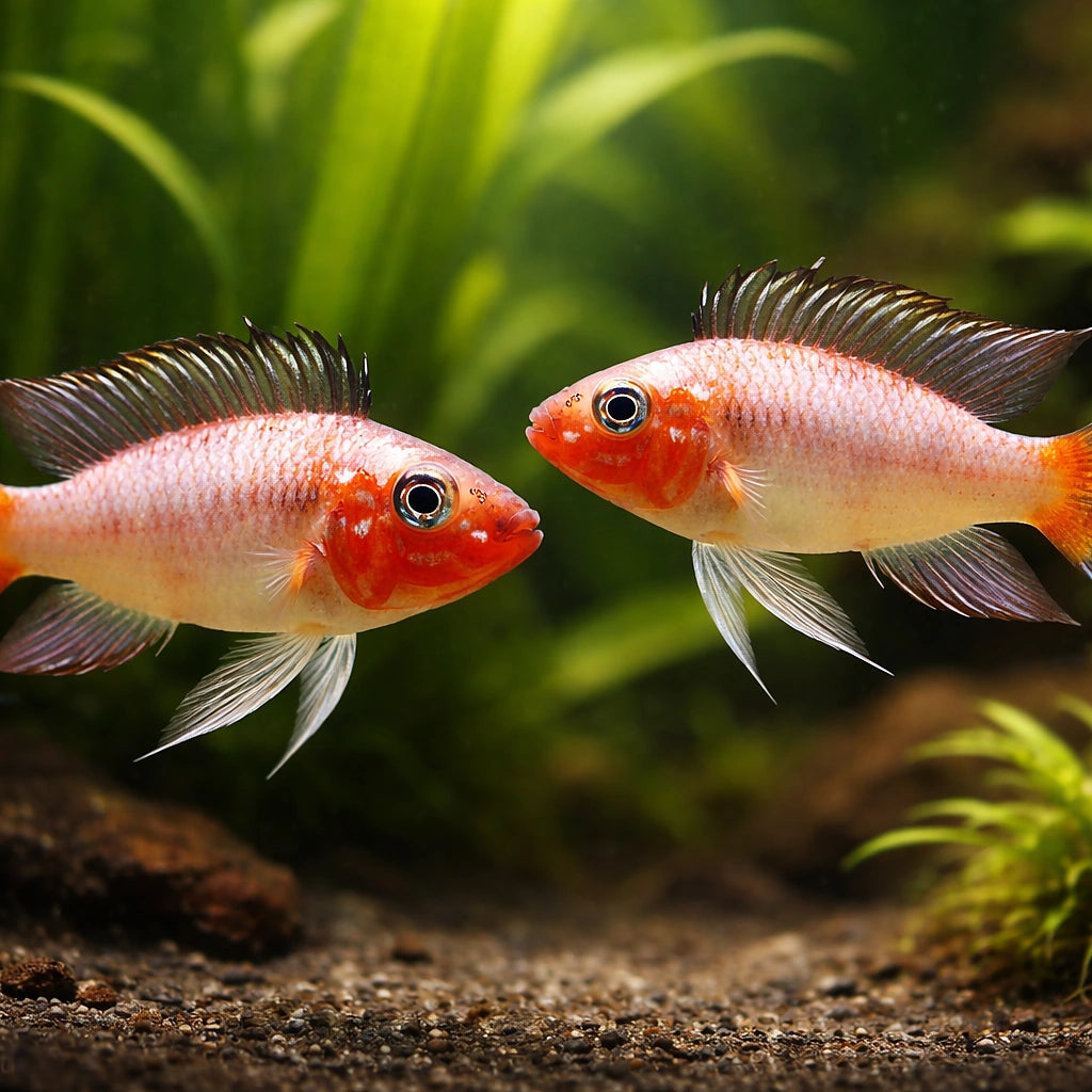Uapesi Dwarf Cichlid urubaxi red — tropical fish for sale UK — AI pair planted view